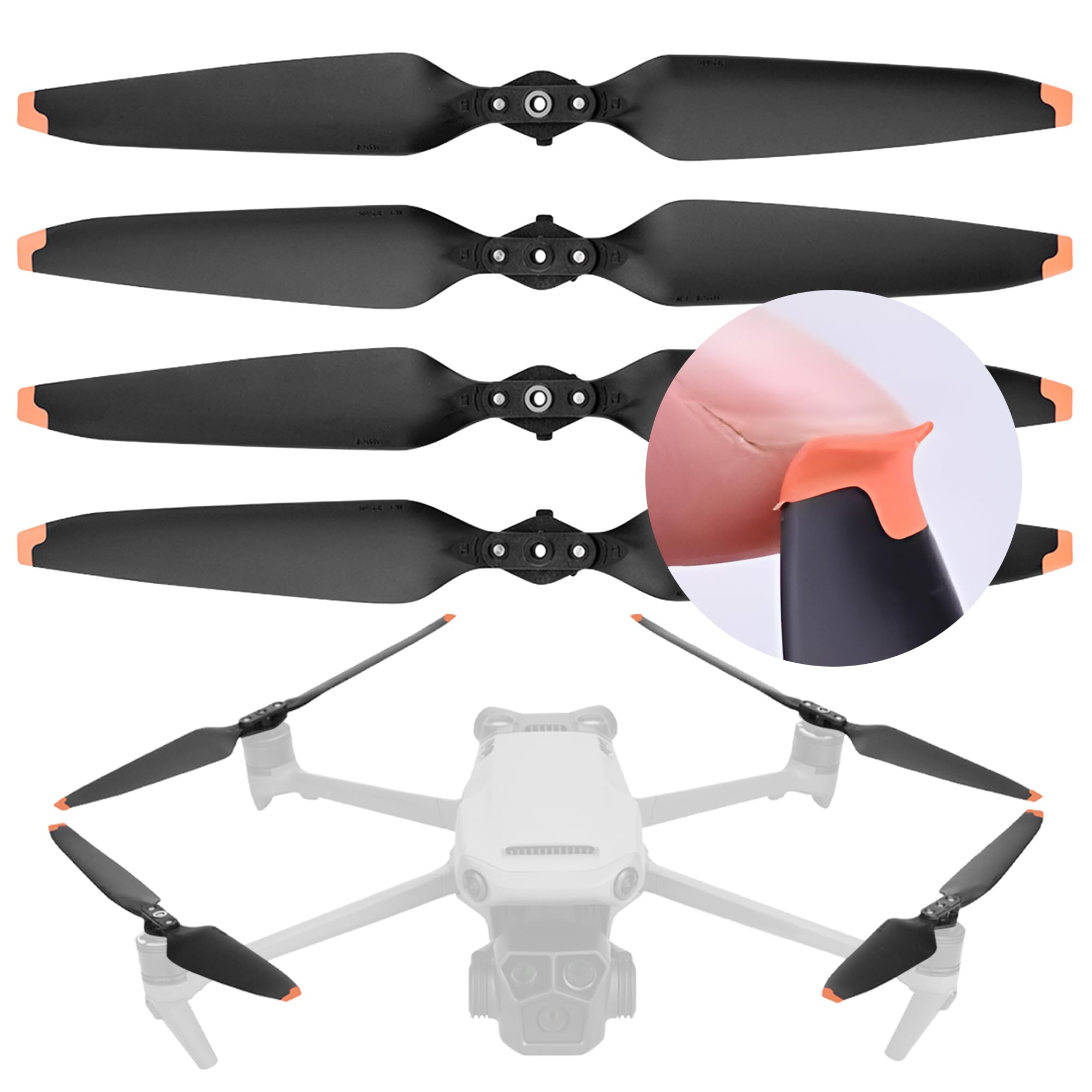 DERAY | Elica per drone DJI Mavic 3, Mavic 3 Pro, Mavic 3 Classic, Cine, elica silenziosa, punta in TPU/silicone AA