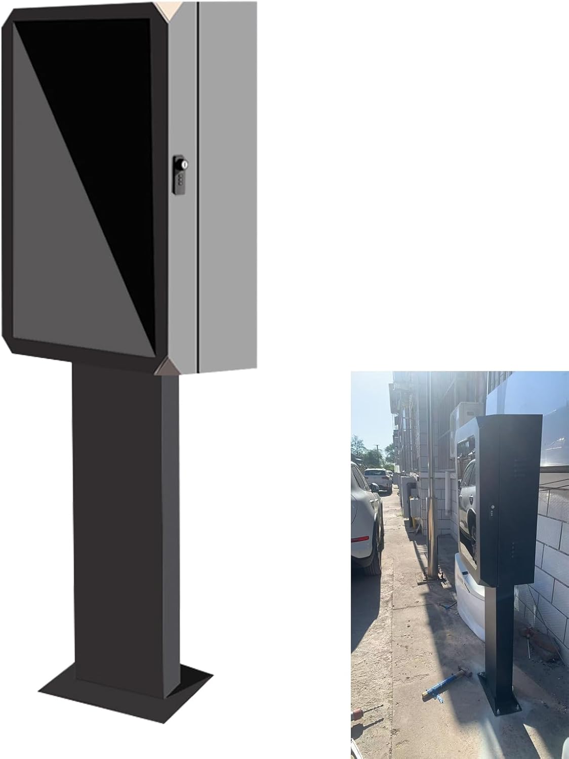 EV Charging Pile Protective Cover, Yard EV Charger Stand Holder, Heavy Duty Pedestal for Charging Station, Upgraded Electric Cars Stand Column