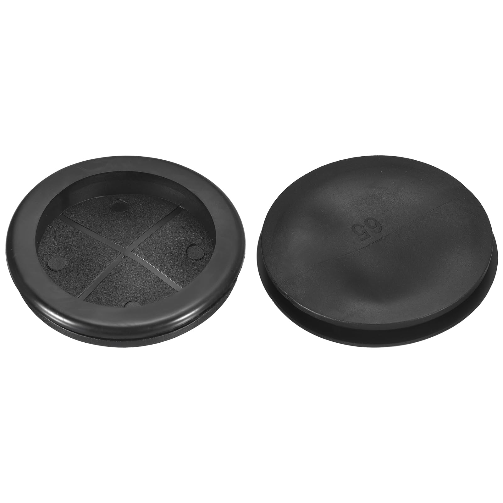 sourcing map 2Pcs Rubber Grommets 2-4/8" (65mm) Drill Hole, 2-1/4" (56mm) ID Single Sided Hole Plugs Ring Gasket for Firewall Cable Wire Protecting, Black