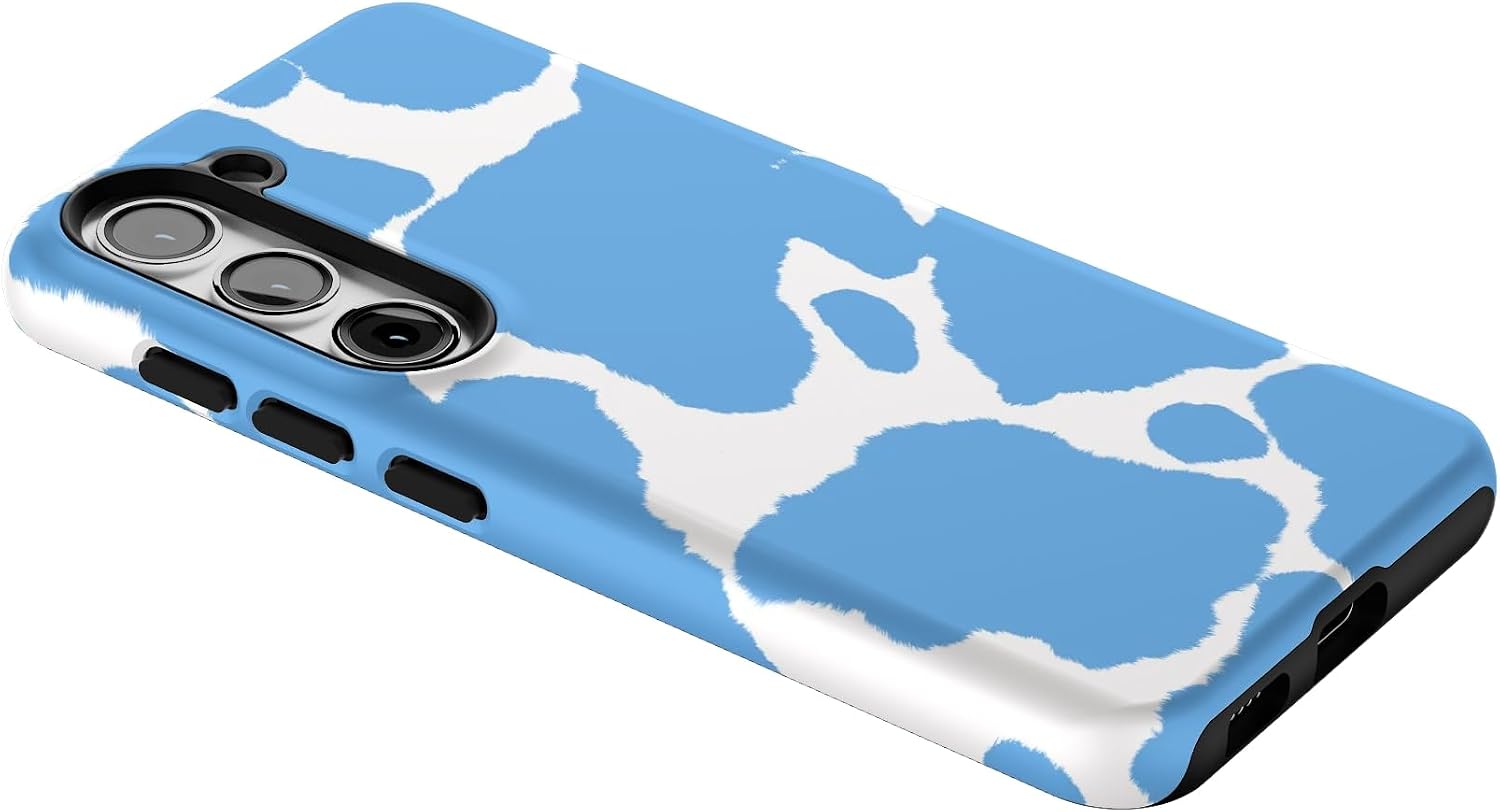 Casely Galaxy S23 Plus Case | Current Mood | Light Blue Cow Print | Essential Slim Dual-Layer Protective Design