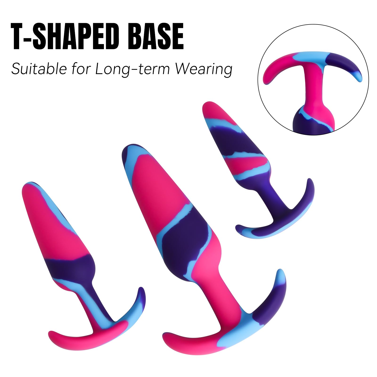 3PCS Silicone Butt Plug Set with Flared Base, Anal Plug for Comfortable Long-Term Wear, Sex Toys for Men Women and Couples.: Mulcolor G