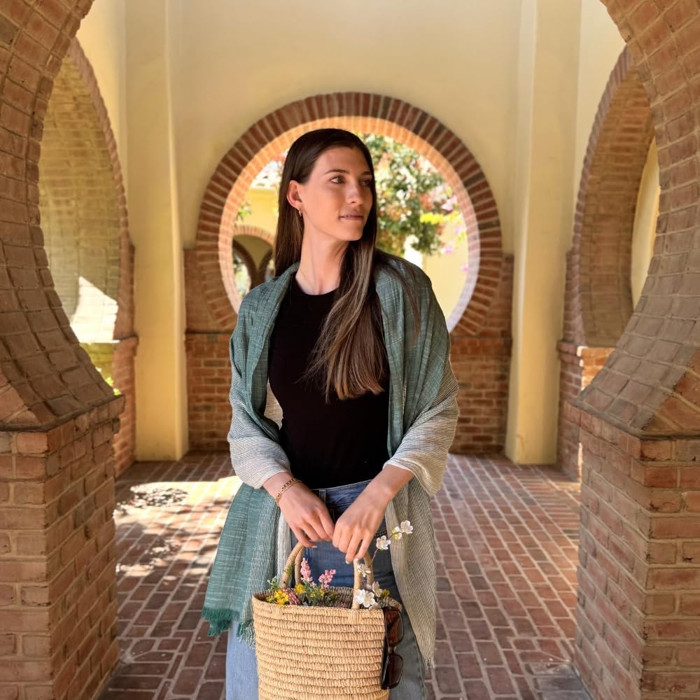 Humble Hilo Cumulus 100% Cotton Scarf, Shawl Wrap for Women - Lightweight Neck Scarf, Travel Coverup, Wedding or Evening Wrap - Image 4