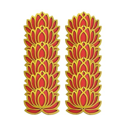 Gift Jaipur 12 Red Lotus Cutout 4 Inch Wooden Double MDF Cutout DIY Rangoli Kit - Decorations for Diwali, Dusshera Wedding Rangoli, Pooja, Decorations, Festival Decor