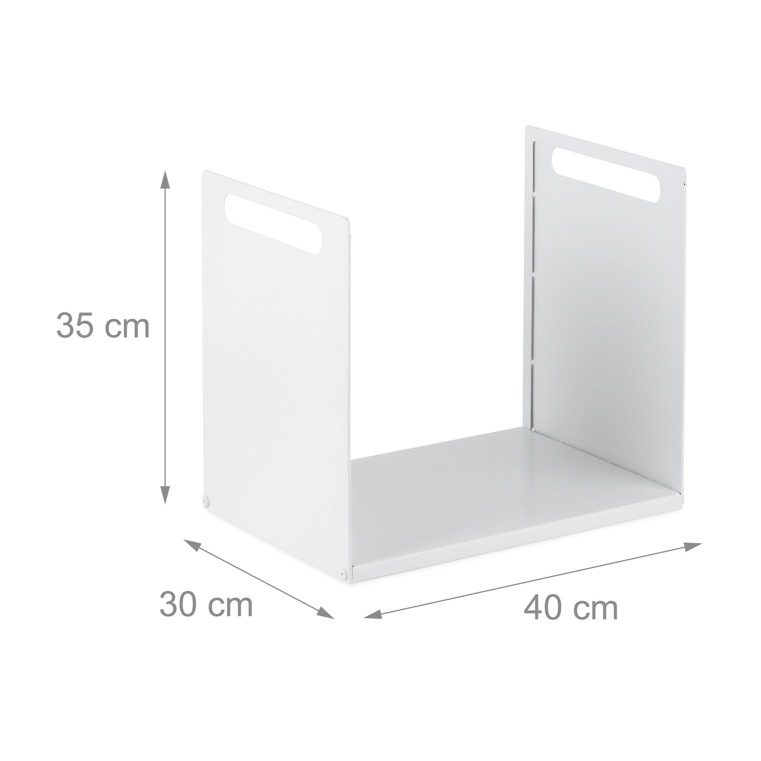 Relaxdays, Metal, Moderno, HBT: 35 x 40 x 30 cm, Estante para leña y Madera apilada, Blanco, 100% Hierro