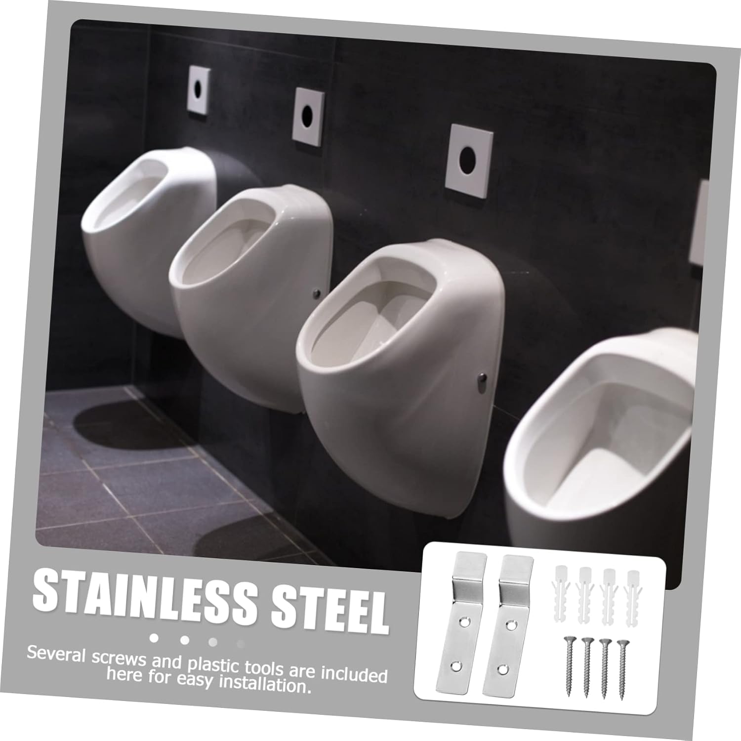 2sets Wall Mounted Urinal Support Hooks Stainless Steel Toilet Accessories for Easy Installation Urinal Buckets for Home Use and
