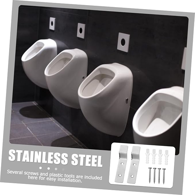 2 juegos de ganchos de soporte para orinal de pared, accesorios para inodoro de acero inoxidable para instalación fácil, cubos para orinal para uso doméstico miniatura 6
