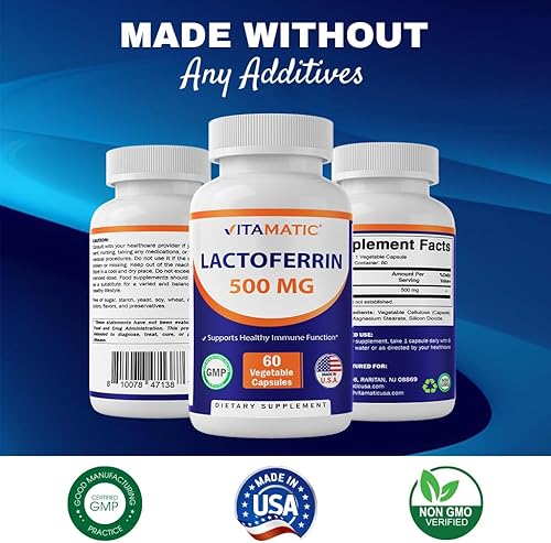 Miniatura 6 de Vitamatic Lactoferrina 500 mg (Apolactoferrina), 60 cápsulas vegetales - Promueve una función inmunológica saludable*