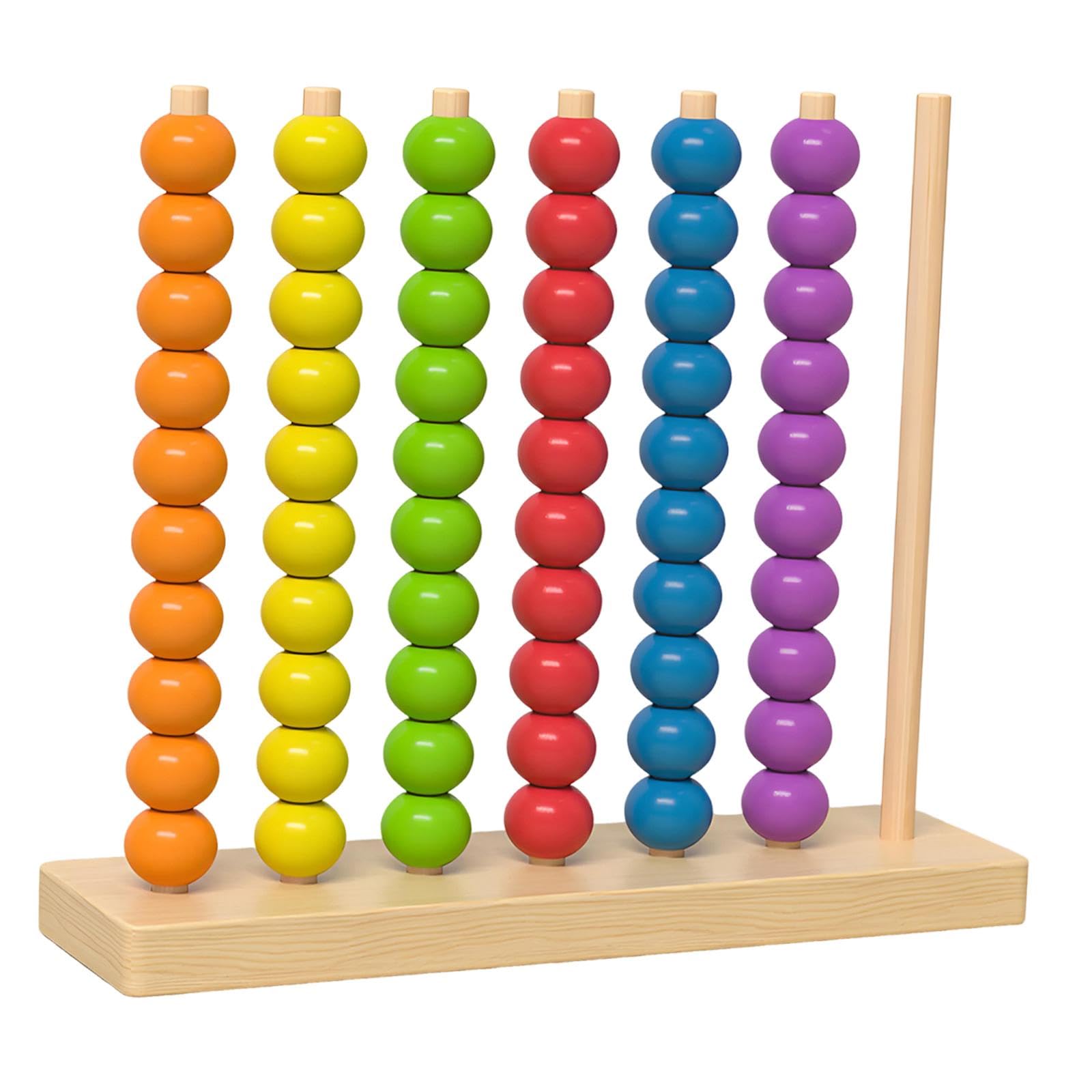 Wooden Color Sorting Stacking Toys Counting Stacker Block Set for Boys Girls M-image-2