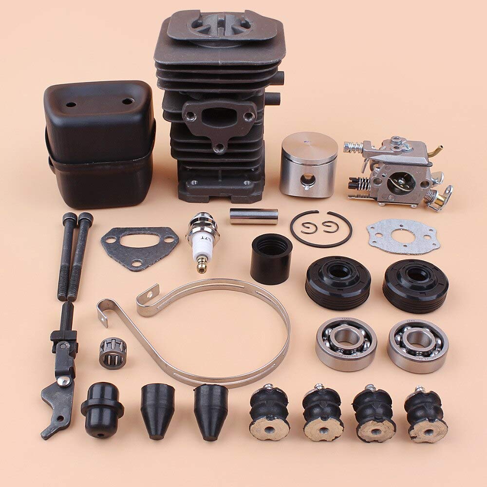 38mm Cilindro Pistón Silenciador Carburador Cojinete Sello de aceite Set Fit HUSQVARNA 137 142 Piezas de motosierra con AV Kit de amortiguador anular