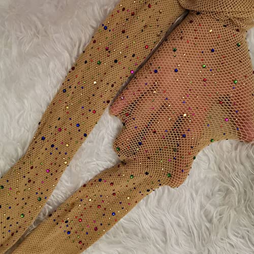 Bas Mode Collants Résille Brillants Collants Sexy Paillettes Petite Maille Mince Collants Femmes (Rose Taille Unique) (Bleu Royal Taille Unique)