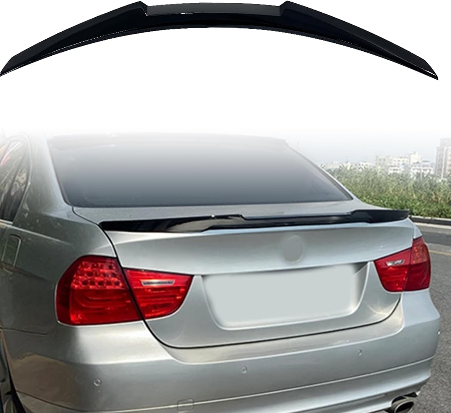 For E90 Rear spoiler Compatible with 2006-2011 BMW 3 Series 335i 328i 323i M3 Sedan Rear Trunk Spoiler Wing M4 Style Carbon Fiber Look (2006-2011 BMW E90 3-Series 4-Door, Carbon Fiber Look)