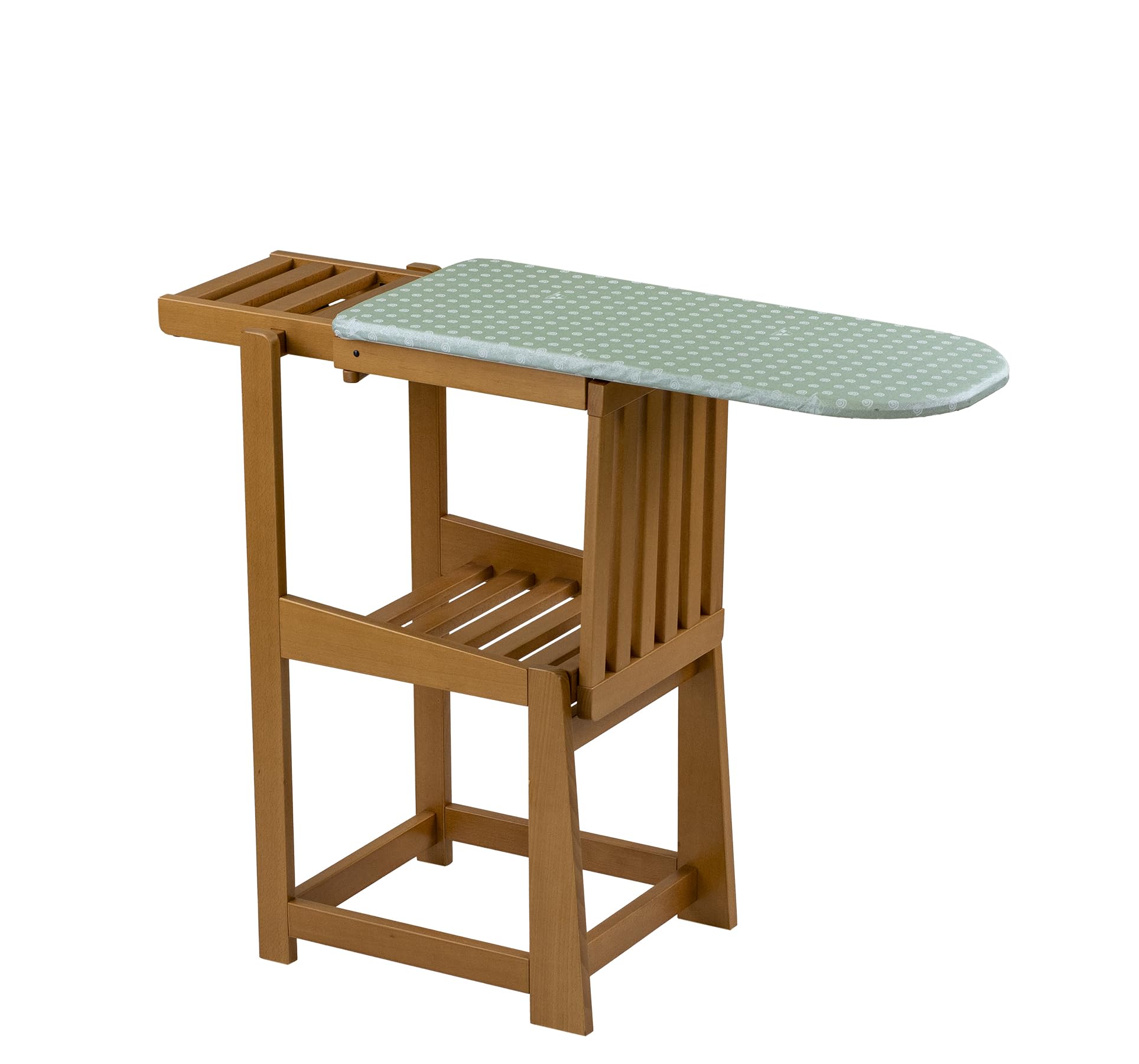 Tabla de planchar – Silla SINFONIA, mesa de planchar convertible con encimera de 81 x 35 cm y soporte para plancha, asiento 40 x 35 cm, cojín con respaldo, color cereza