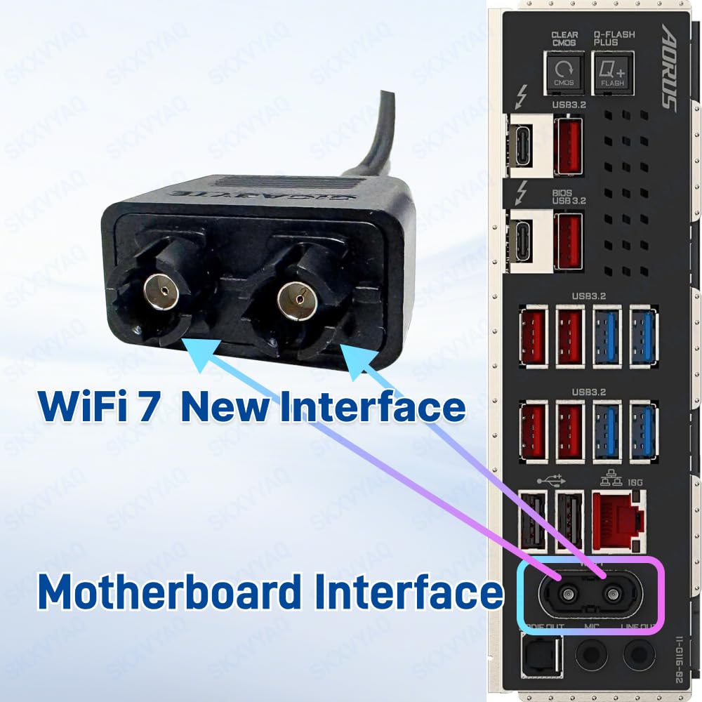 per GIGABYTE WiFi 7 Antenna 2.4G 5G 6G WiFi 6E WIFI7 per GIGABYTE X870 Series Scheda Madre con Nuova Interfaccia Nero
