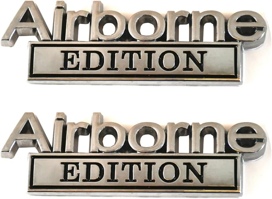 Entero 2Pcs Airborne Edition Emblems Car Badge, 3D Metal Material 3M Airborne Division Sticker Decal Replacement for Cars, Trucks, Motorcycles, Boats & Laptops (Chrome Black)