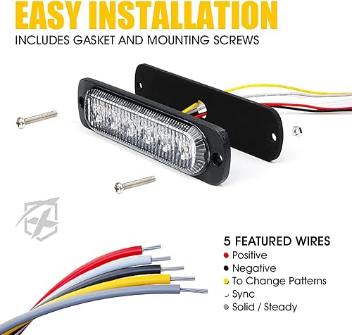 Miniatura 7 de Xprite 8 luces LED estroboscópicas de emergencia, color blanco ámbar, 12 luces LED estroboscópicas intermitentes de montaje en superficie, función