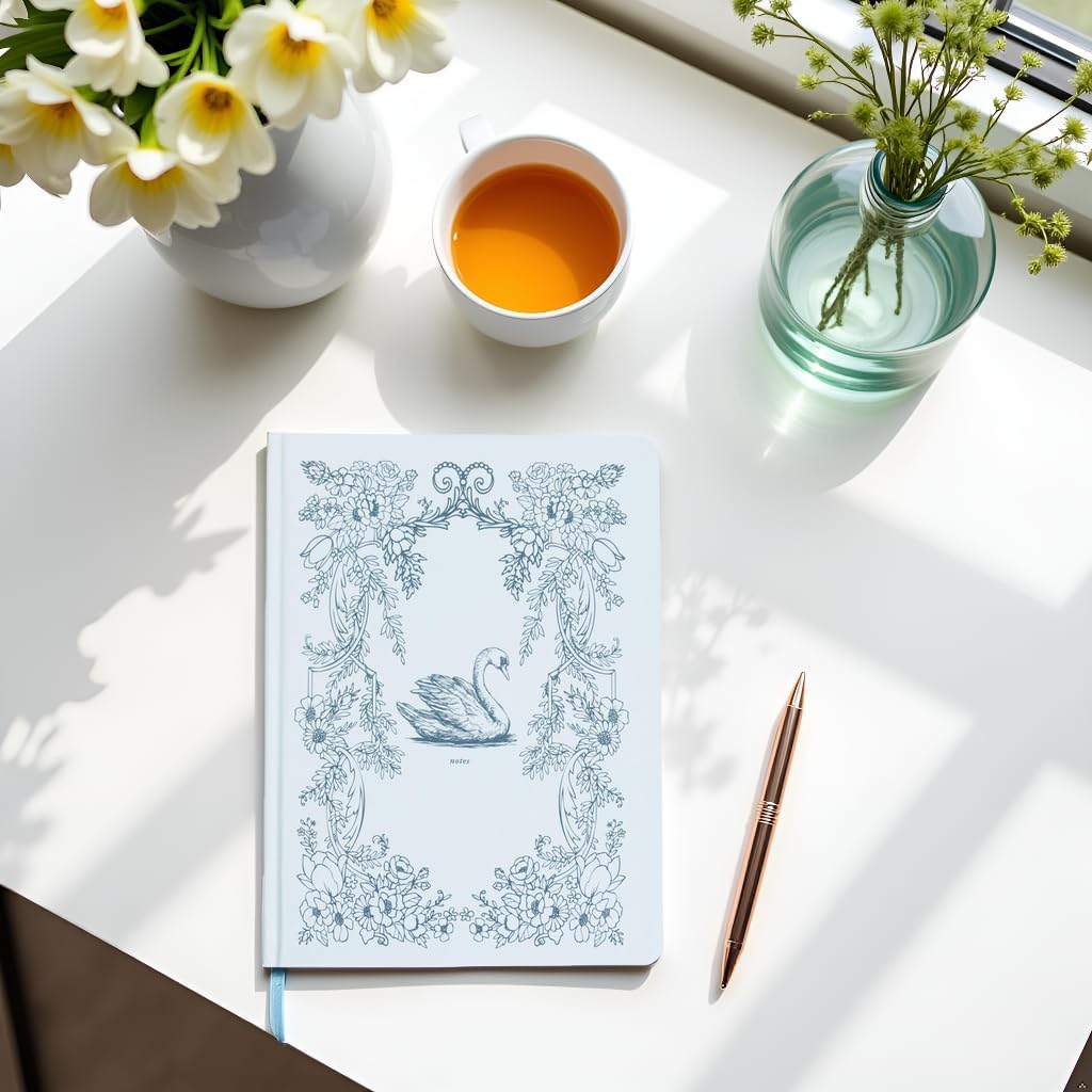 Pearhead Hardcover Journal Notebook 6x8 – Blue Swan College-Ruled Writing Journal with 200 Lined Pages for Notes, Work & Journaling (Pack of 2) image 2