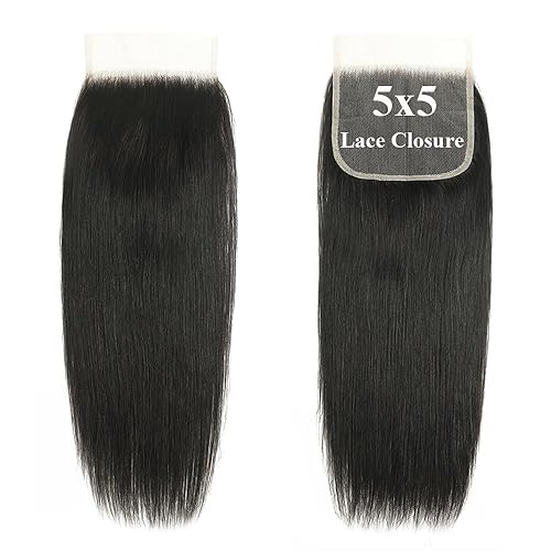 Miniatura 7 de Cierre de encaje HD transparente de 5 x 5, cierre de encaje HD 12A, parte libre de cabello humano virgen brasileño prearrancado con abuelitos, color