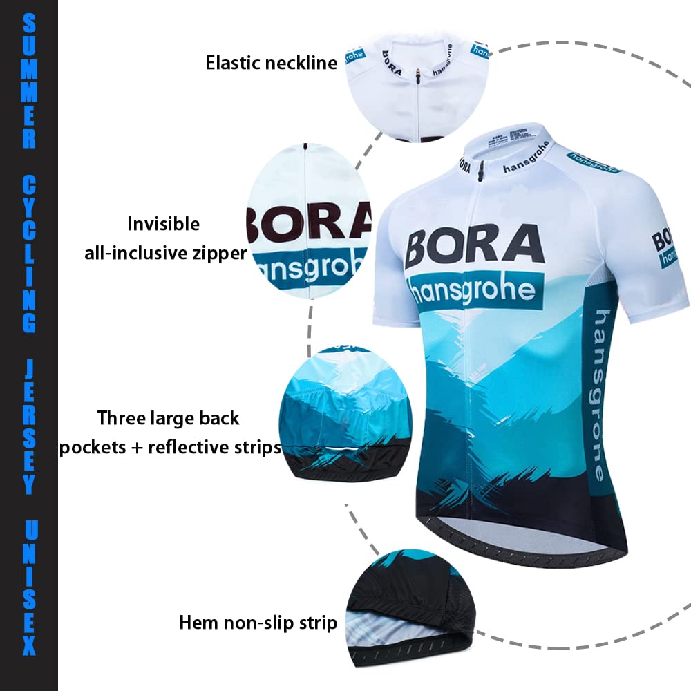 HOMTOL Abbigliamento Ciclismo Set Manica Corta Tuta Ciclismo Uomo Completo Ciclismo Estivo Per Bici Da MTB Con Pantaloncini Imbottiti in Gel Traspirante e Ad Asciugatura Rapida