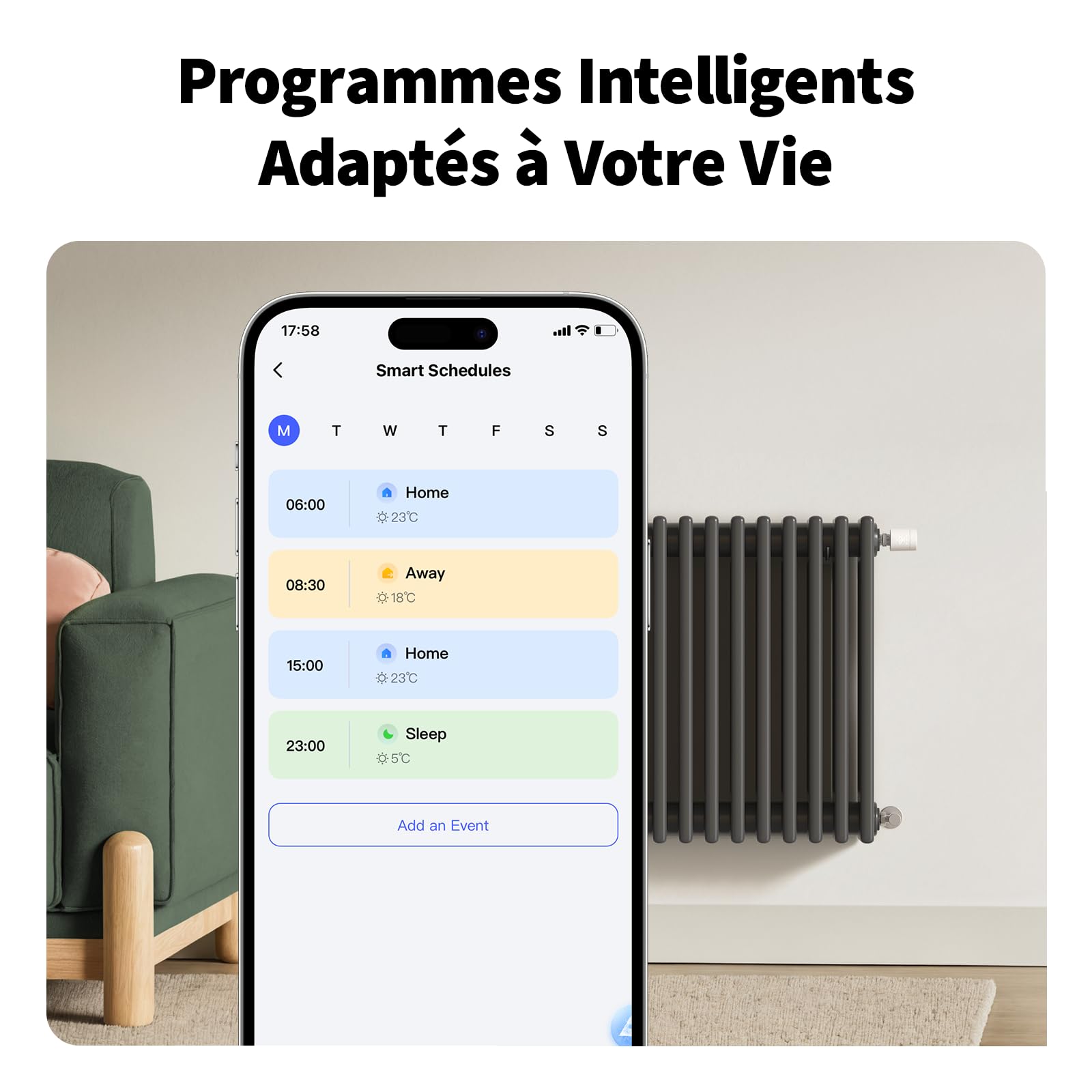 Aqara Zigbee/Thread Thermostat de Radiateur W600, Contrôle de Chauffage