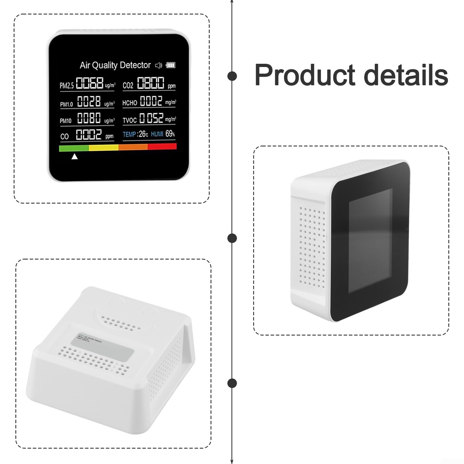Misuratore di qualità dell'aria 9 in 1 per TVOC HCHO PM2.5 Temp