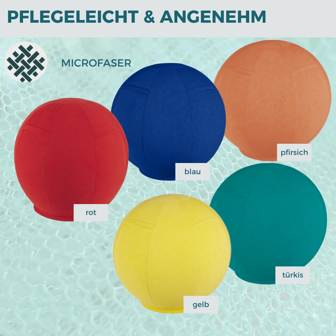 PRO SIT Sitzball 65 cm/60 cm – Gymnastikball groß mit Stoff Bezug, Ergonomischer Sitzball für Büro und Home-Office, kein Wegrollen, Balance Ball, Waschbarer Bezug, Microfaser