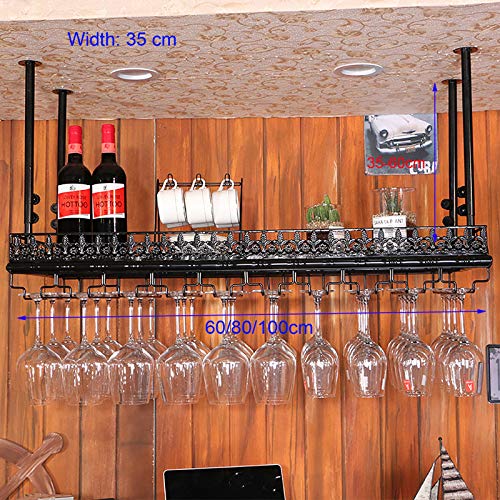 Casier à vin en fer forgé suspendu réglable DASHADAO 80cm