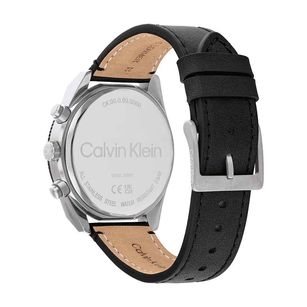 Calvin Klein Orologio analogico multifunzione al quarzo da uomo Collezione IMPACT con cinturino in acciaio inossidabile o in pelle