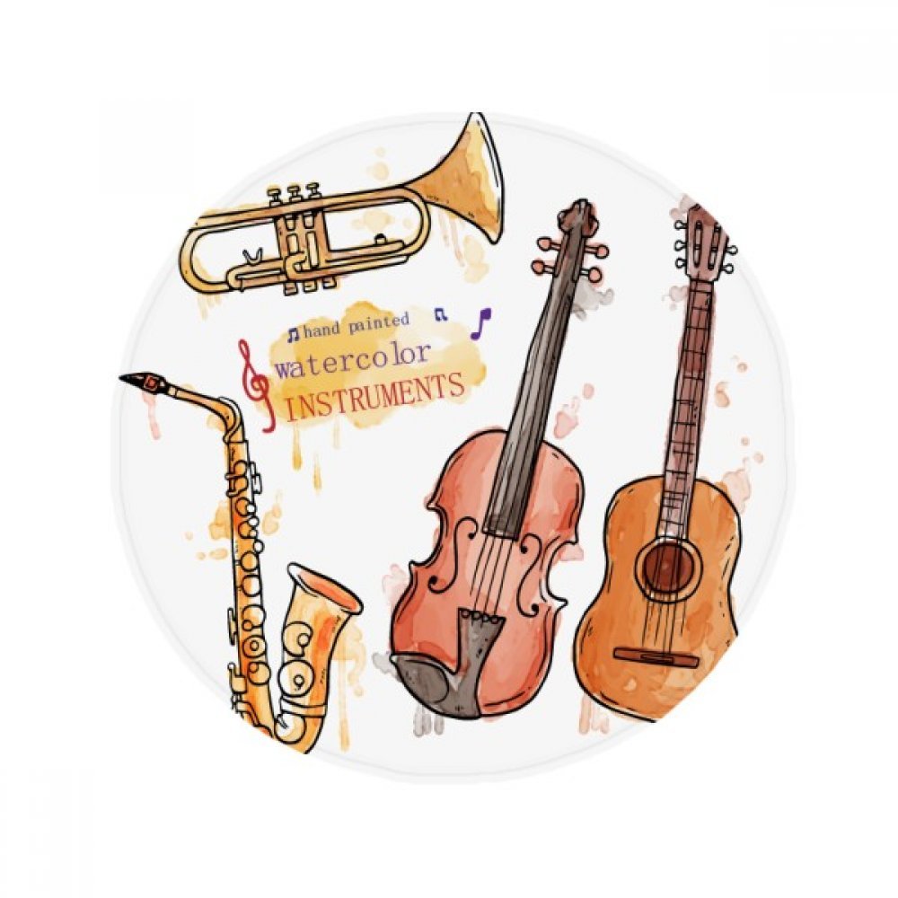 Tapis de sol rond guitare aquarelle pour salon et cuisine design antidérapant 80 cm