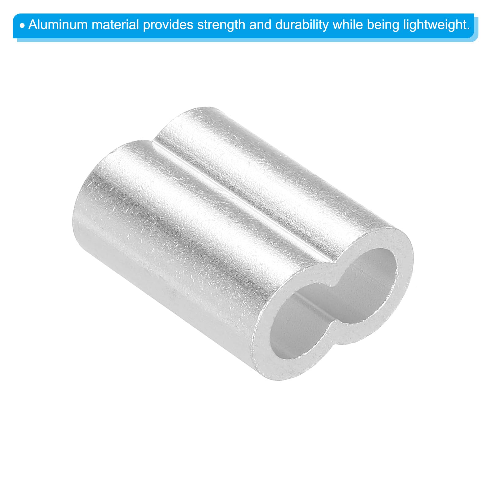 uxcell Lot de 50 manchons à sertir doubles en aluminium pour câble métallique, 8 mm, argenté