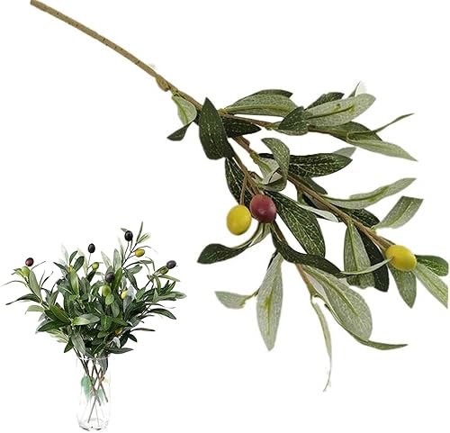 5 ramas de olivo artificiales para decoración de jarrones, tallos de ramas de olivo falsas para decoración de jarrones, para decoración de