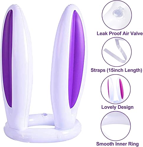 Miniatura 5 de Anillo de puntuación Paquete de 2 anillos inflables de Pascua con orejas de conejo, juegos de fiesta (2 juegos y 8 anillos) para interiores y