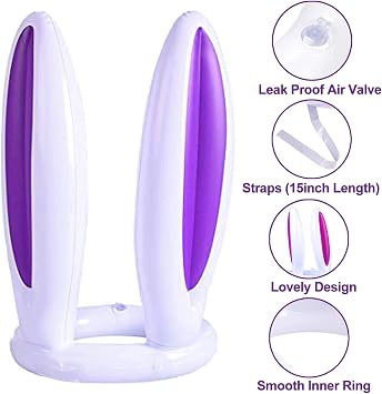 [ Score Ring ] 2 Pack Easter Inflatable Bunny Rabbit Ears Ring Toss Party Games (2 Set & 8 Rings) Indoor Outdoor Rabbit Ring Toss Toys Gift Party Favors Kids Family Easter Party Supplies Carnival Game