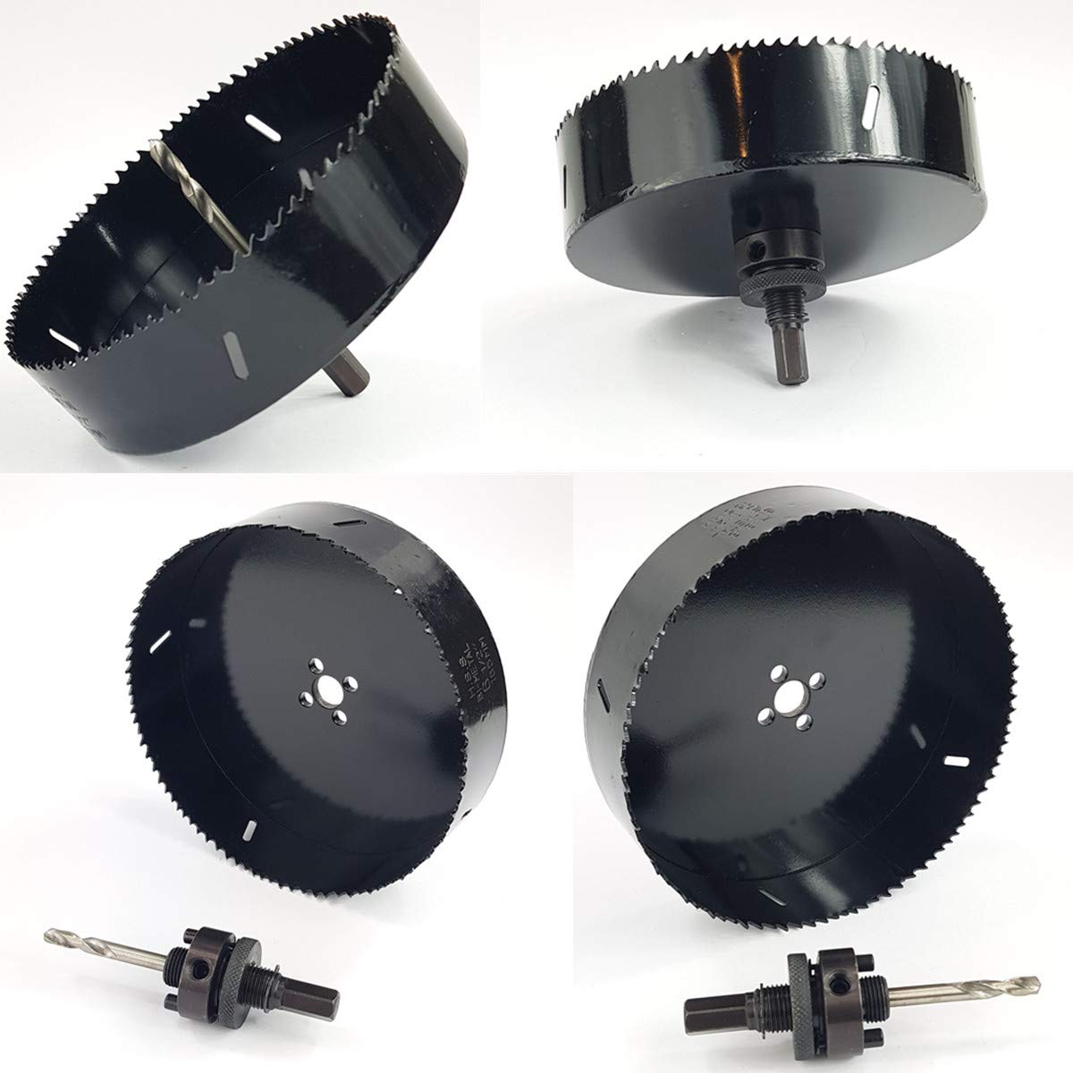 Sierra de corona de 165 mm de diámetro con adaptador, profundidad de perforación de 40 mm, HSS bimetal, broca de perforación, corona de perforación para acero, metales no ferrosos, madera y