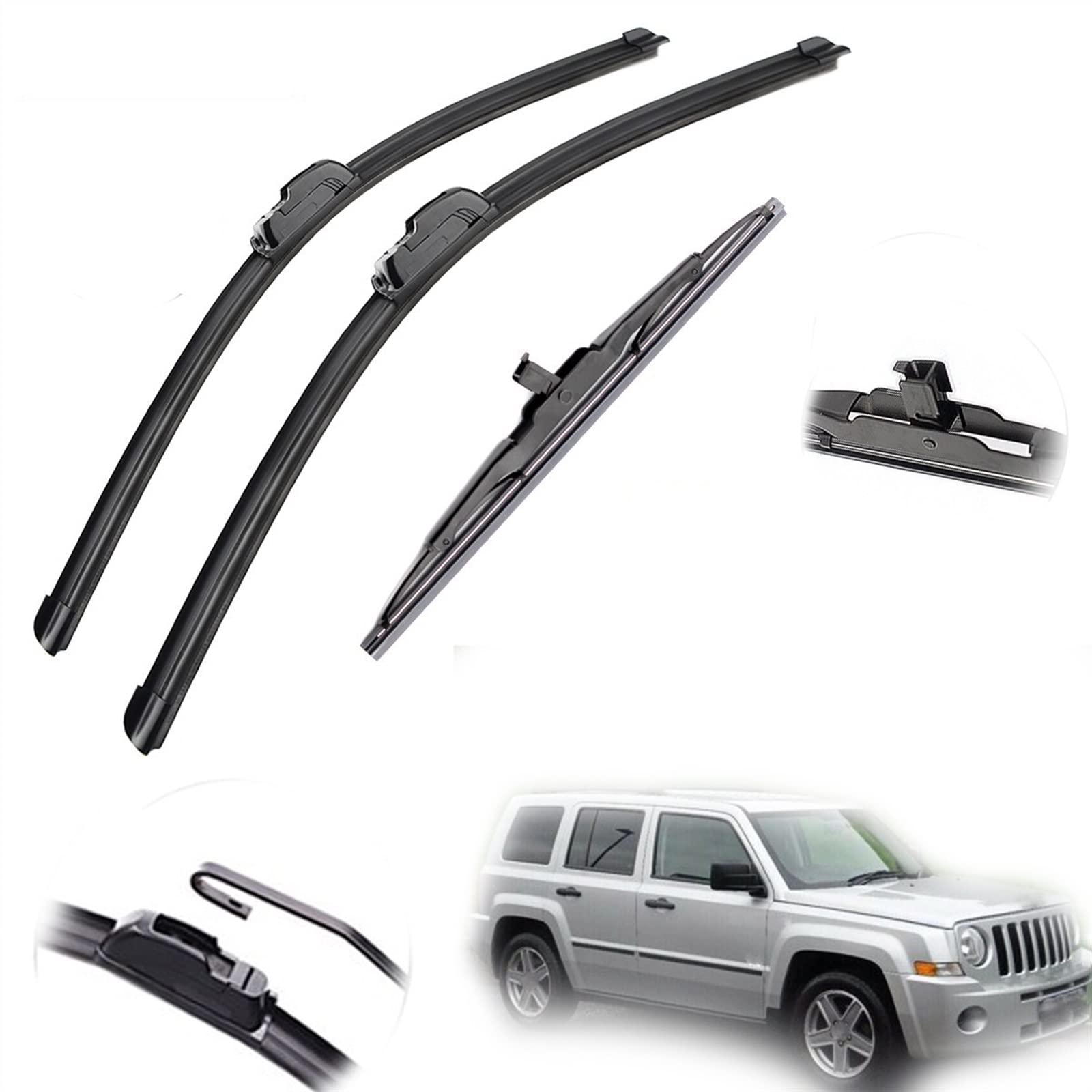 Essuie-glace Jeep Patriot 2008-2016 balais avant arrière 21 21 11 pouces crochet J