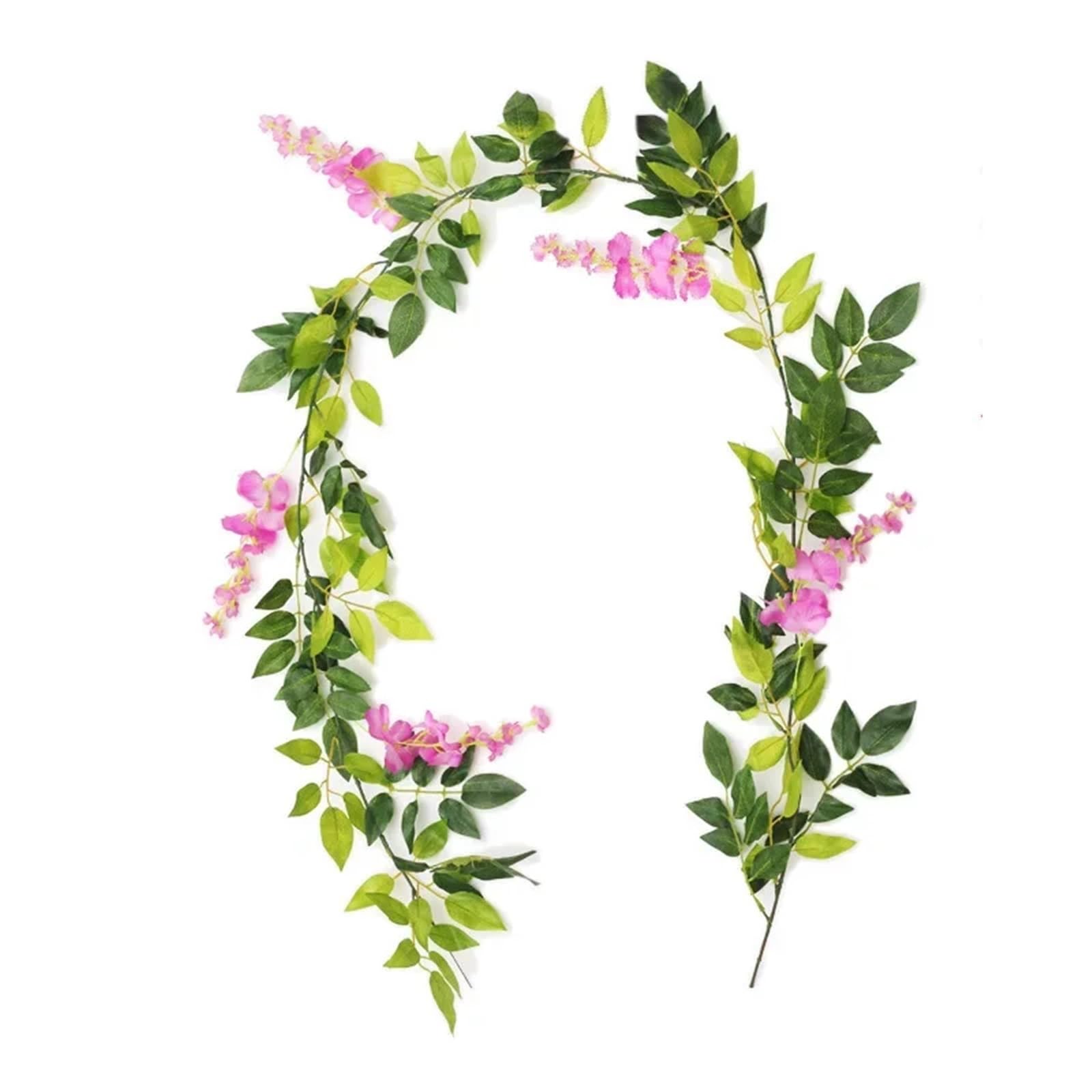 LXLAEOANG Artificial Flowers 2m Flower String Artificial Wisteria Vine Garland Plants Foliage Outdoor Home Trailing Fake Hanging Wall Decor