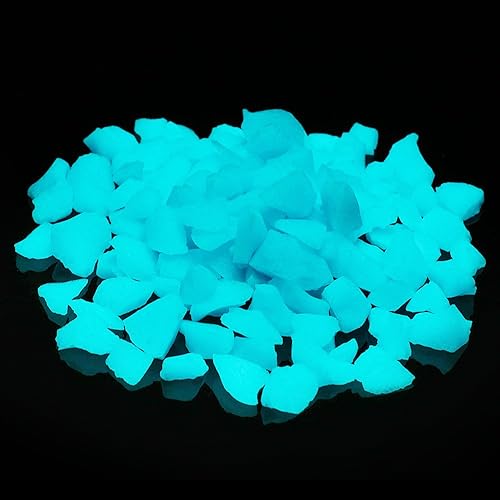 Alan Stone Resplandor en la oscuridad para el hogar y el jardín, pecera, acuario, arena, grava decorativa (0.315-0.591 in, azul)