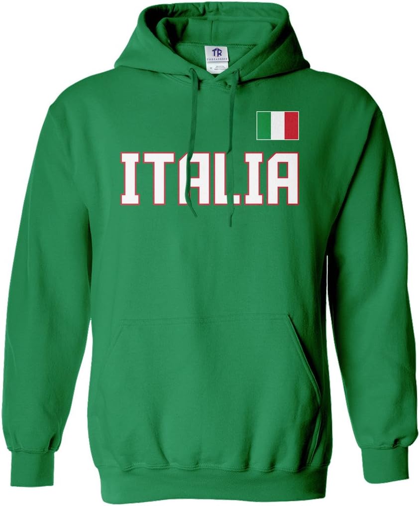 Threadrock Men's Italia National Pride Hoodie Sweatshirt