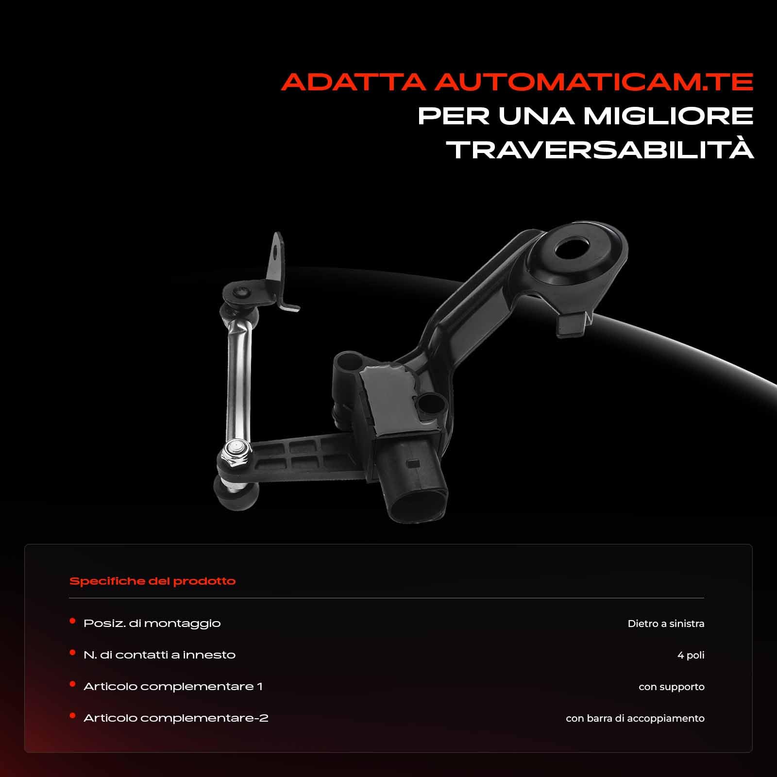 Frankberg Sensore di altezza del livello del faro 4-Poli Compatibile con A6 Avant 4G5 4GD Q5 8RB A6 4G2 4GC A7 Sportback 4GA 4GF Replace# 8R0941309C