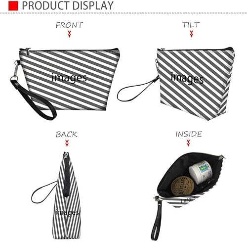 Miniatura 6 de Dellukee Bolsa de maquillaje de cuero para mujer, lindo estampado de zorro, espaciosa, impermeable, bolsa de aseo de viaje, bolsas de cosméticos,