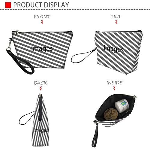 Miniatura 6 de Dellukee Bolsa de maquillaje de cuero para mujer, lindo estampado de zorro, espaciosa, impermeable, bolsa de aseo de viaje, bolsas de cosméticos,