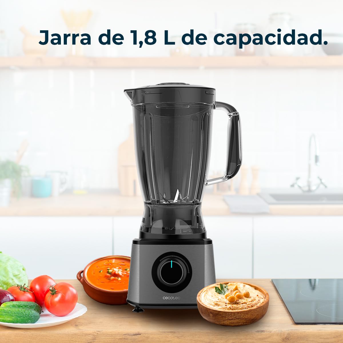 Cecotec Procesador de alimentos Paprika 1300 Full, 2000W de Potencia, Acero Inoxidable, 2 Velocidades, 3 Discos de corte, Incluye Bowl 3,5 L, Jarra 1,8 y Exprimidor