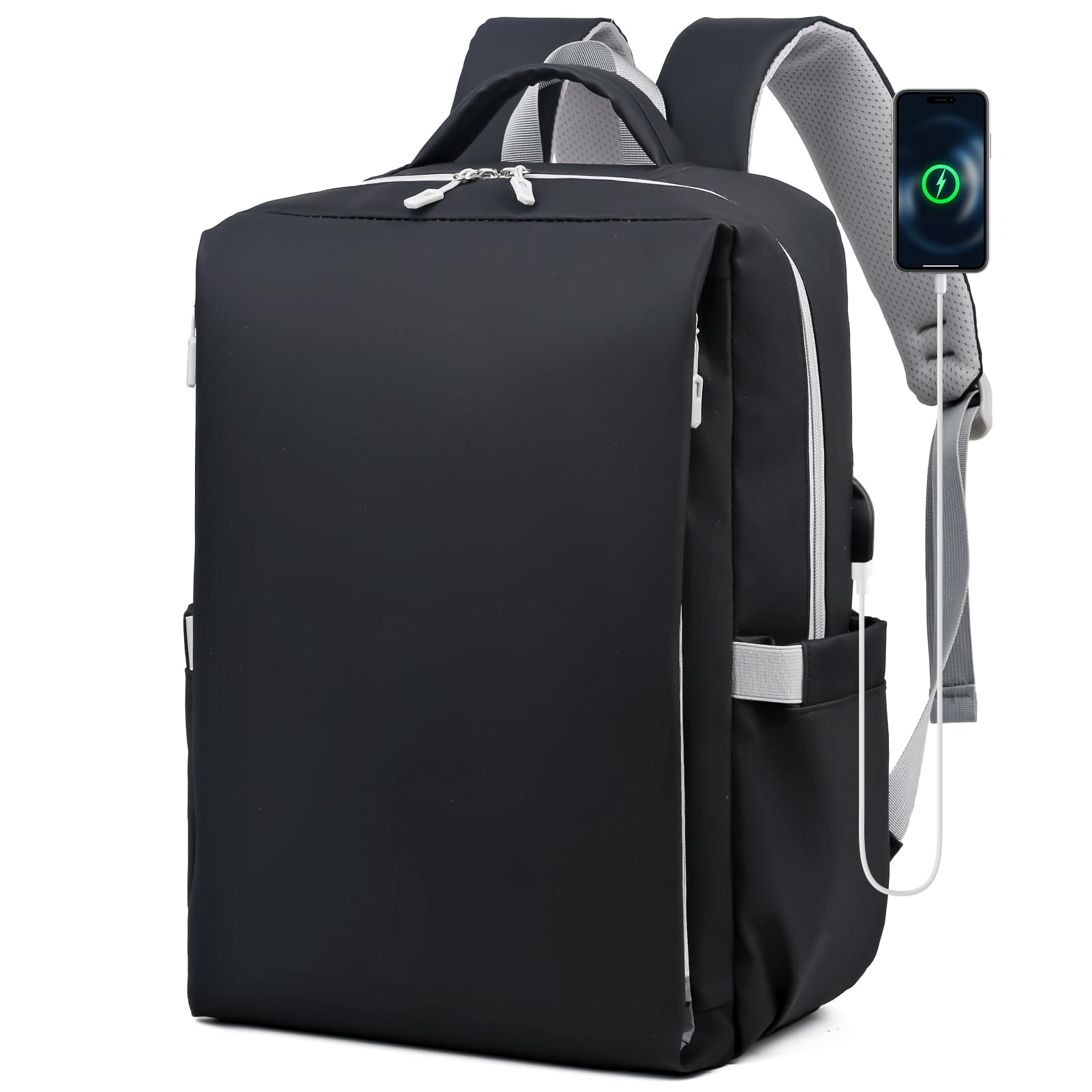 BAGZY 40x30x15cm Air France Sac de Dos Voyage Cabine Avion Imperméable Bagage Cabine 40x30x15 Sac Avion Sacs a Dos Ordinateur 15.6 Pouces Anti-Theft avec USB Sacs de Sport pour Hommes Femmes 20L Noir