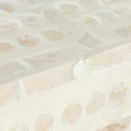 Miniatura 10 de Deco 79 Caja decorativa geométrica hecha a mano con concha de nácar, caja decorativa de recuerdos con detalles marrones, juego de 2 cajas de