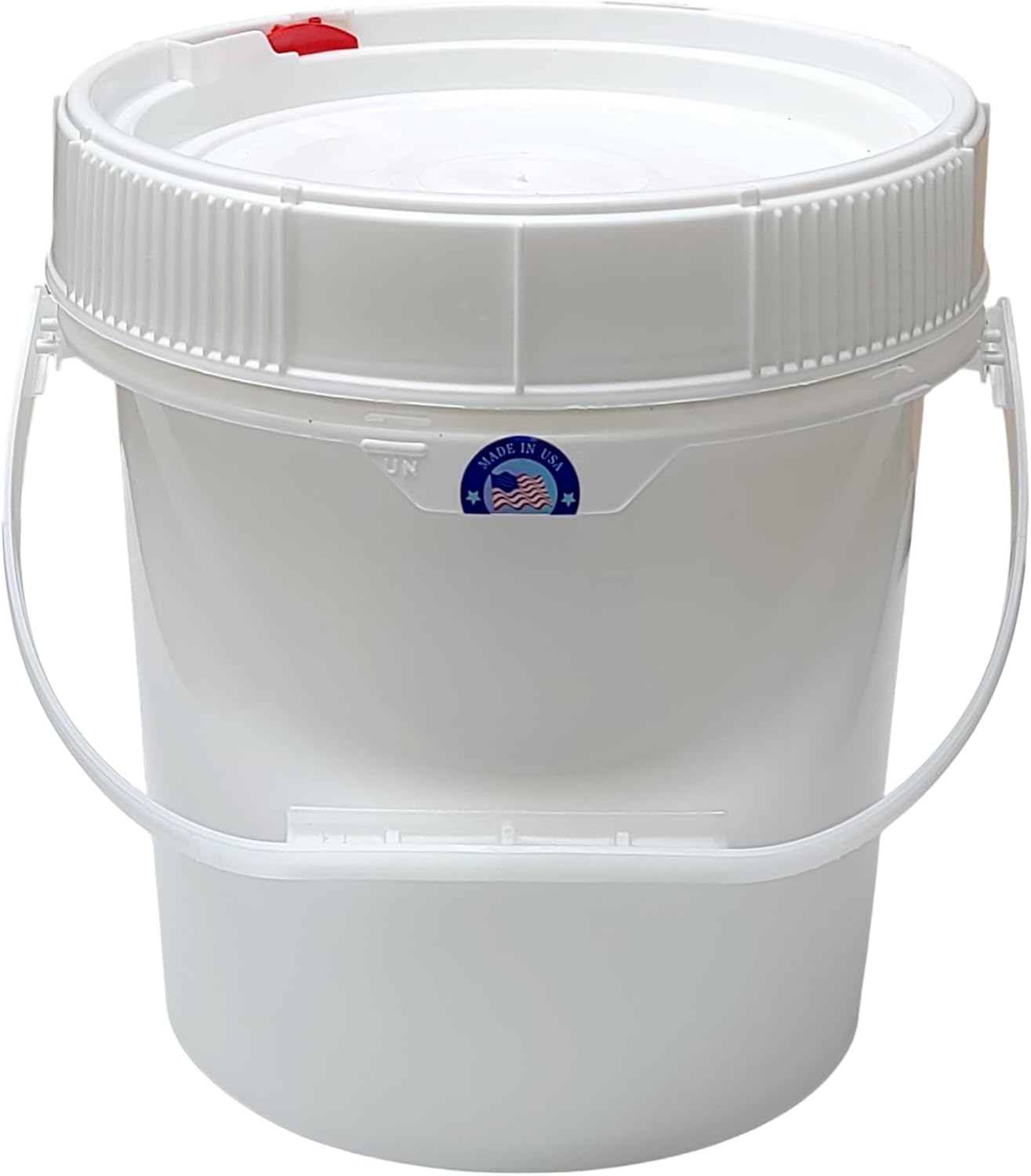 5 Gallon Bucket with Screw Top Lid & Handle Food Safe HDPE PolyEthylene Plastic BPA Free Storage Pail Airtight Safety Lock All Purposes Premium Quality Buckets FDA Compliant (White, 5 Gallon)