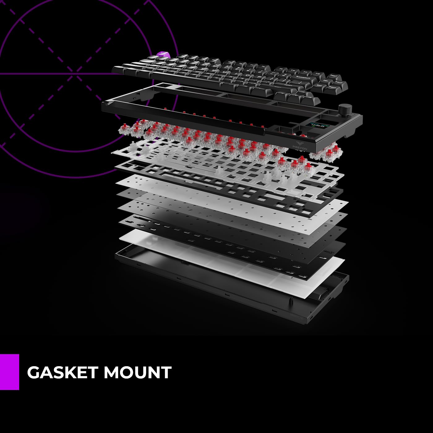 PREYON Klawiatura Mechaniczna Gamingowa TKL Bezprzewodowa i USB Keyboard do Komputera PC RGB bez Części Numerycznej QWERTY 2,4 GHz USB Ciche Klawisze 800h Bateria Przełączniki Red - Silent Claw
