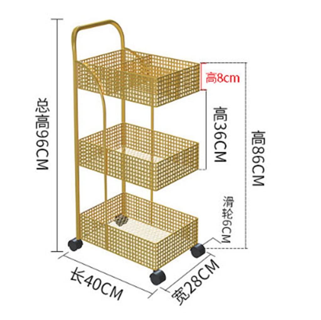 Estantes de metal de estilo escandinavo con ruedas extraíbles para almacenamiento de dormitorio, cocina y baño