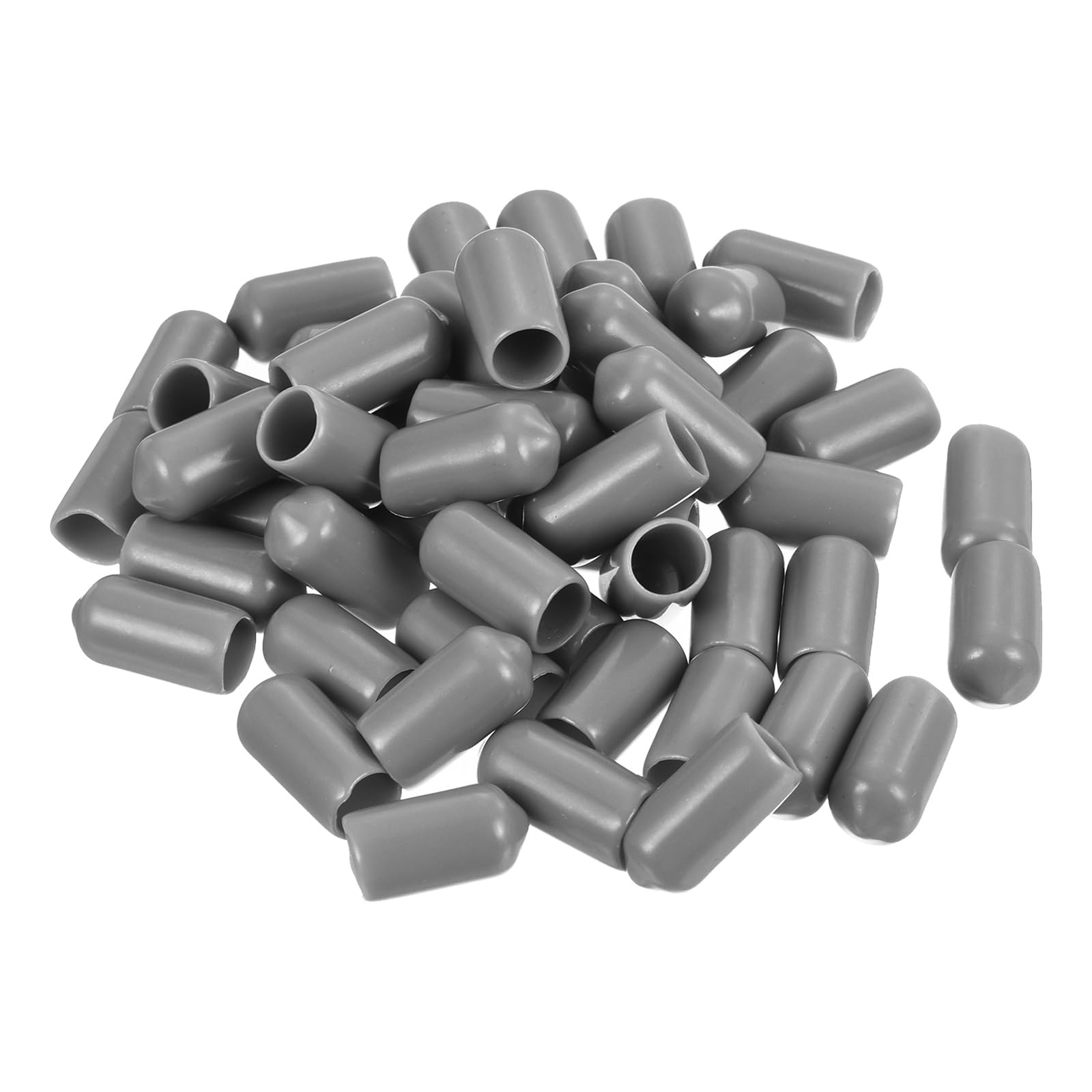 uxcell 100pcs Rubber End Caps Protective Caps 7.5mm ID Vinyl PVC Round Tube Bolt Cap Cover Screw Thread Protectors Light Grey