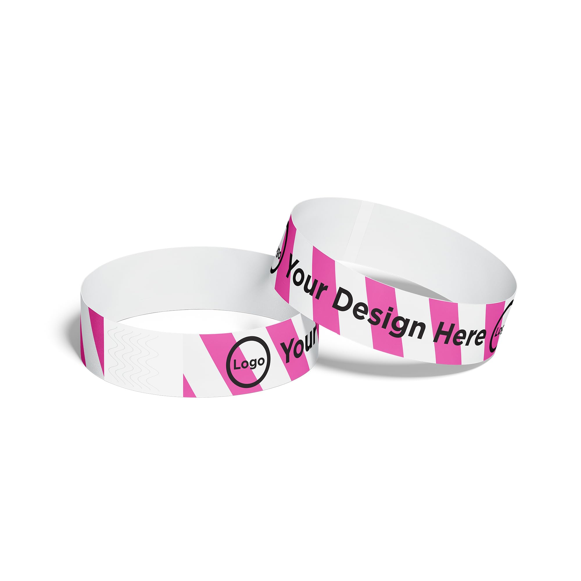 ID&C Printed Striped Tyvek Paper Event Wristbands – 1000 Numbered Tamper Proof Security Wristbands for Events, Entry & Festivals – Neon Pink and White Stripe