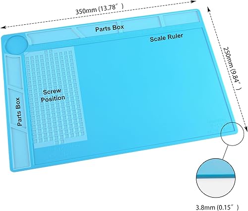 Miniatura 10 de CPB S180 - Kit de alfombrilla de soldadura grande, alfombrilla de reparación de silicona, resistente al calor, alfombrilla de trabajo magnética con
