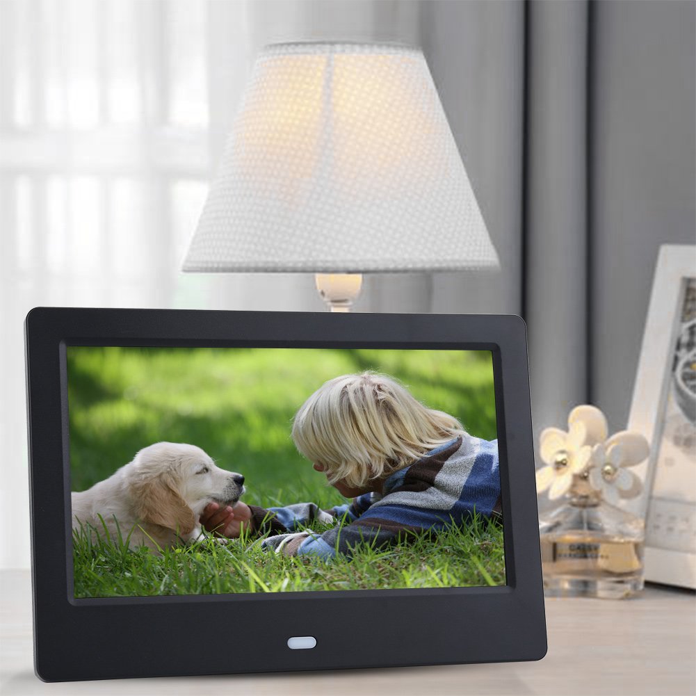 VBESTLIFE 7 "HD Marco de Fotos Multifuncional Digital Pantalla de Fotos Reproductor de Música y Películas Función de Alarm Reloj Compatible con SD, MS, U Disco(Negro)